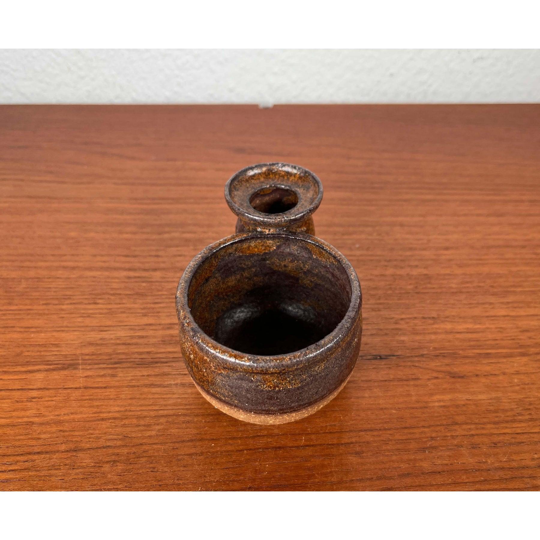 Portavelas y cuenco de Studio Pottery danés moderno de mediados de siglo, años 60 en Bueno estado para la venta en Hamburg, DE