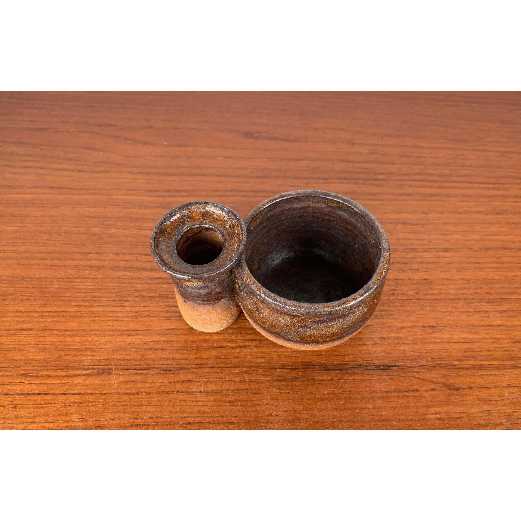 Portavelas y cuenco de Studio Pottery danés moderno de mediados de siglo, años 60 en venta 1