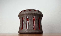 Portavelas de cerámica danesa Studio Pottery de mediados de siglo de Lovemose, años 60