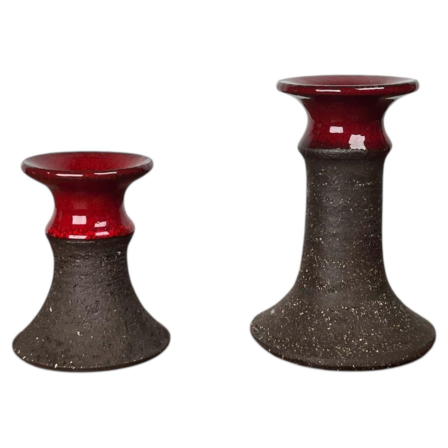 Set di 2 portacandele in ceramica da studio danese in stile Mid-Century Modern, Lehmann Pottery in vendita
