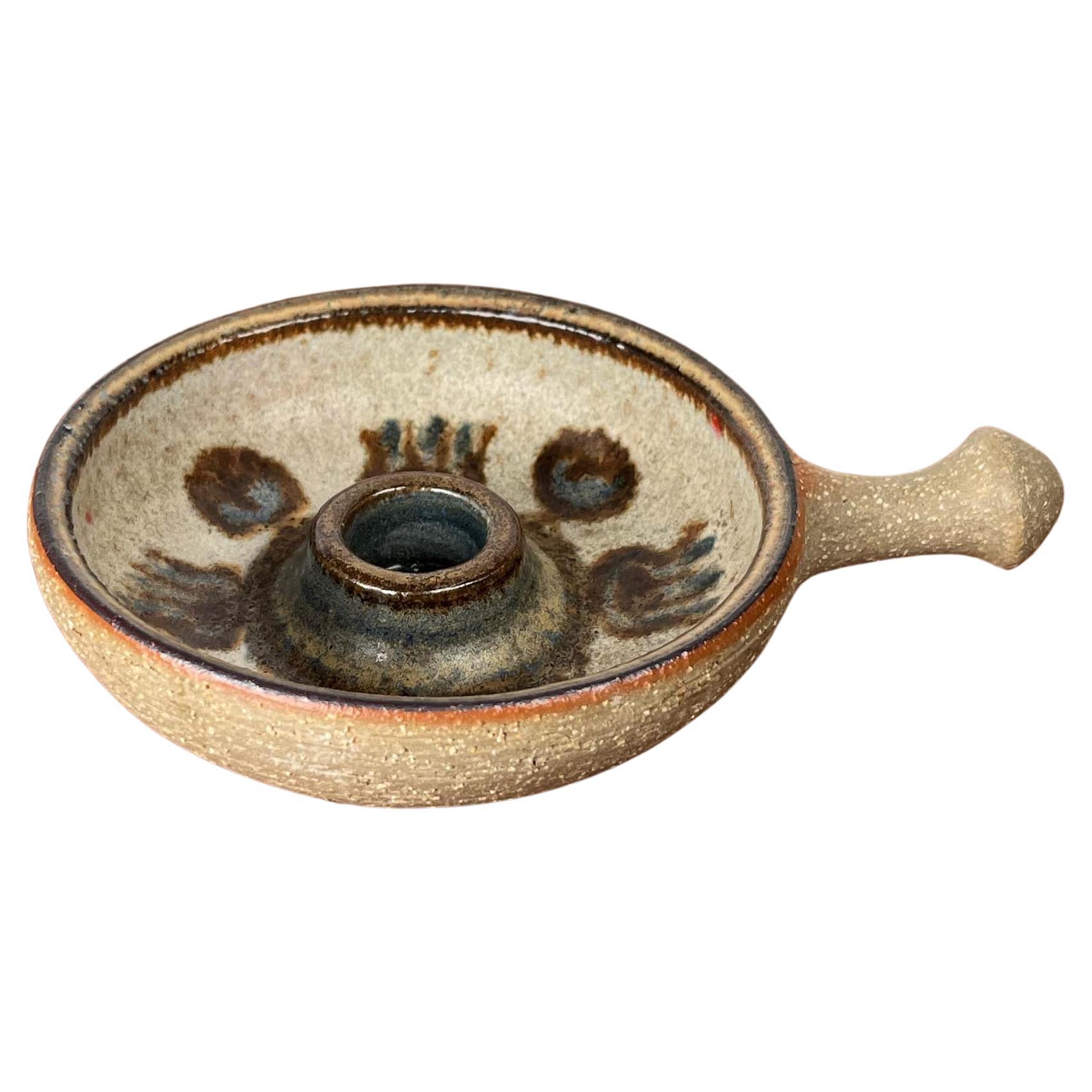 Mid-Century Modern Danish Studio Pottery Candleholder with Handle from Søholm