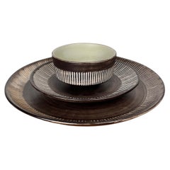 Mid-Century Modern Danish Studio Pottery Minimalist Plates Bowl Einar Helleroe
