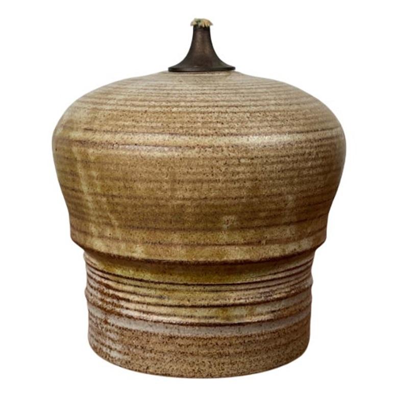 Lámpara de aceite de Studio Pottery danesa moderna de mediados de siglo, años 60