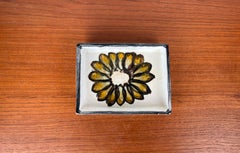 Mid-Century Modern Danish Studio Pottery Square Bowl Flower Design Tingkeramik