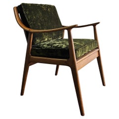Mid Century Modern Danish Style Armchair Green Velvet