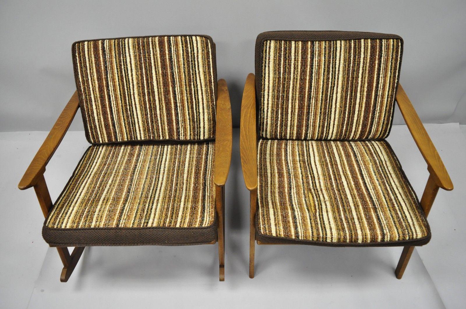 Mid-Century Modern Danish Style Armchair Lounge Chair Rocking Chair, Pair 6