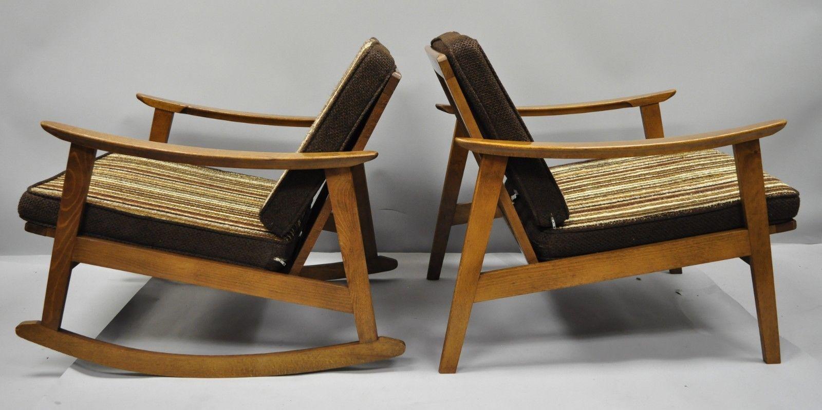 20th Century Mid-Century Modern Danish Style Armchair Lounge Chair Rocking Chair, Pair