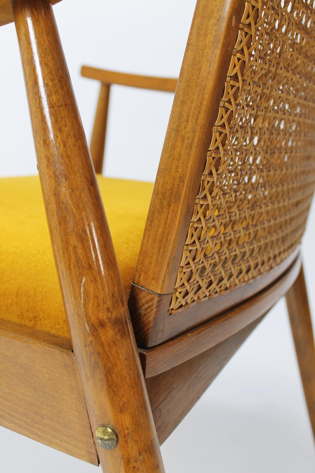 Mid-Century Modern  Danish Style Cane Back Armchair 1960s 5