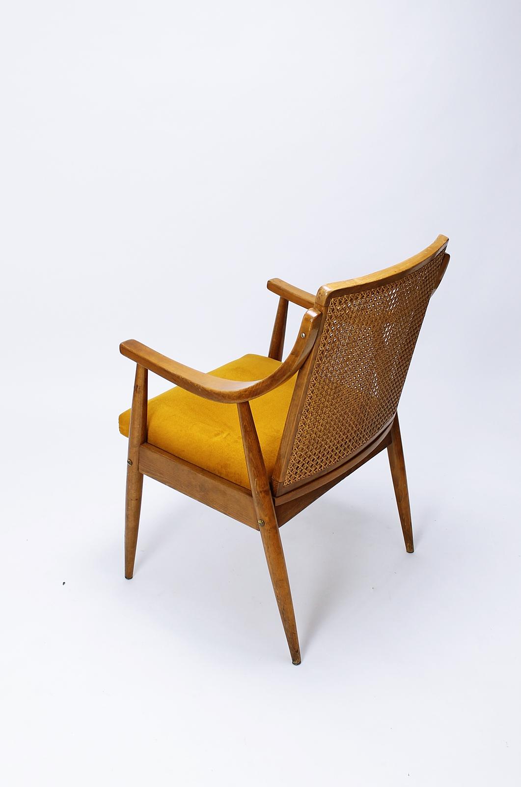 20th Century Mid-Century Modern  Danish Style Cane Back Armchair 1960s