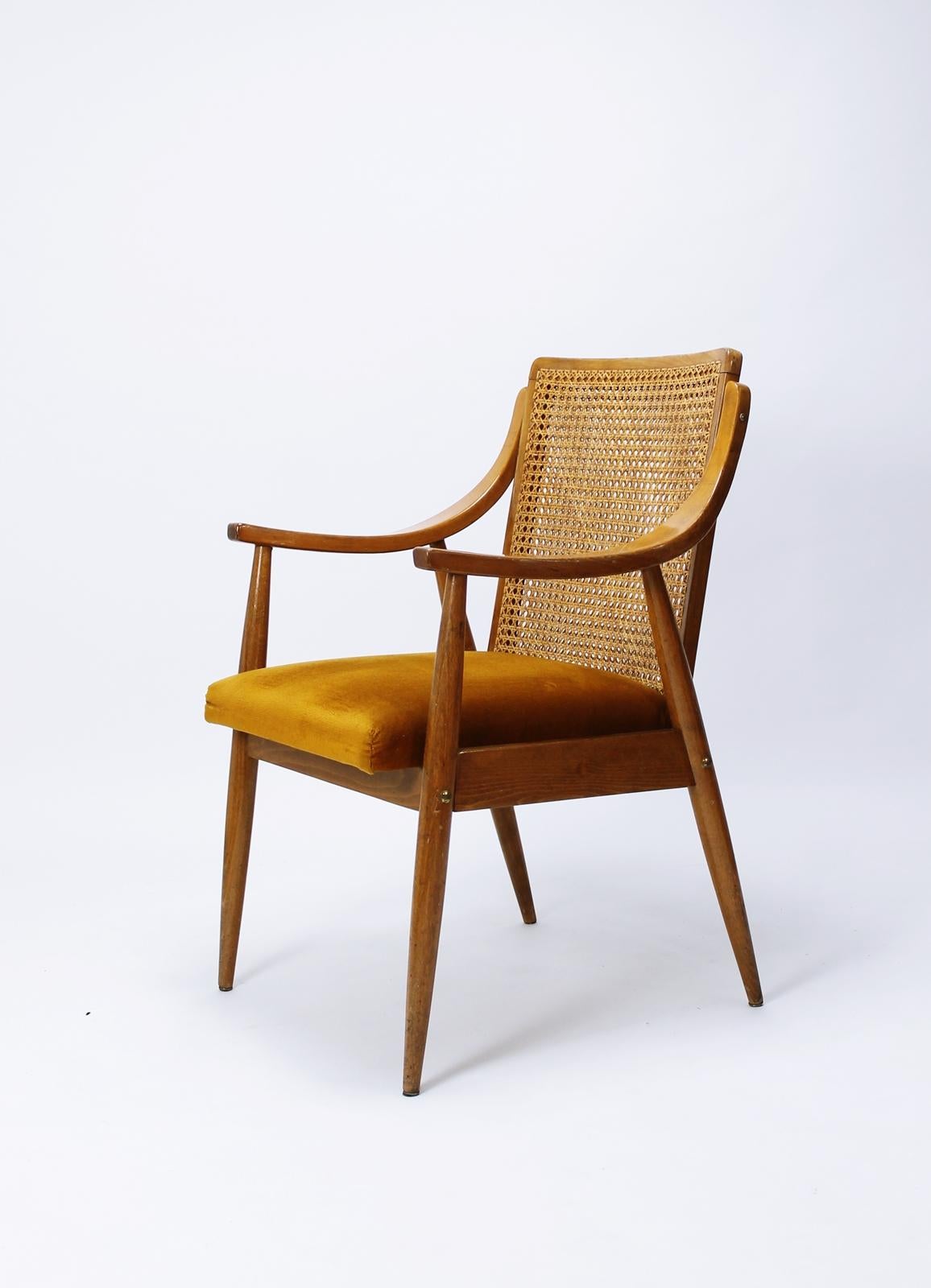 Mid-Century Modern  Danish Style Cane Back Armchair 1960s 1