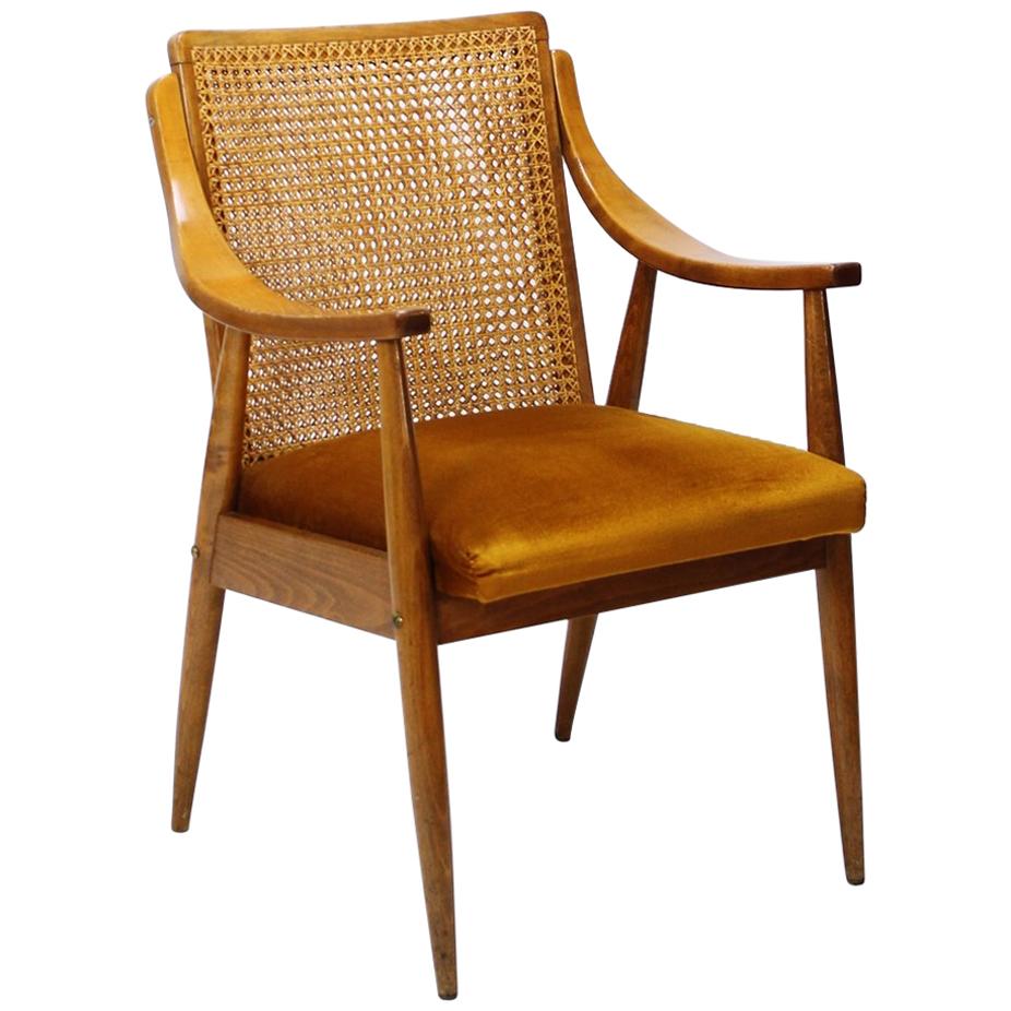 Mid-Century Modern  Danish Style Cane Back Armchair 1960s