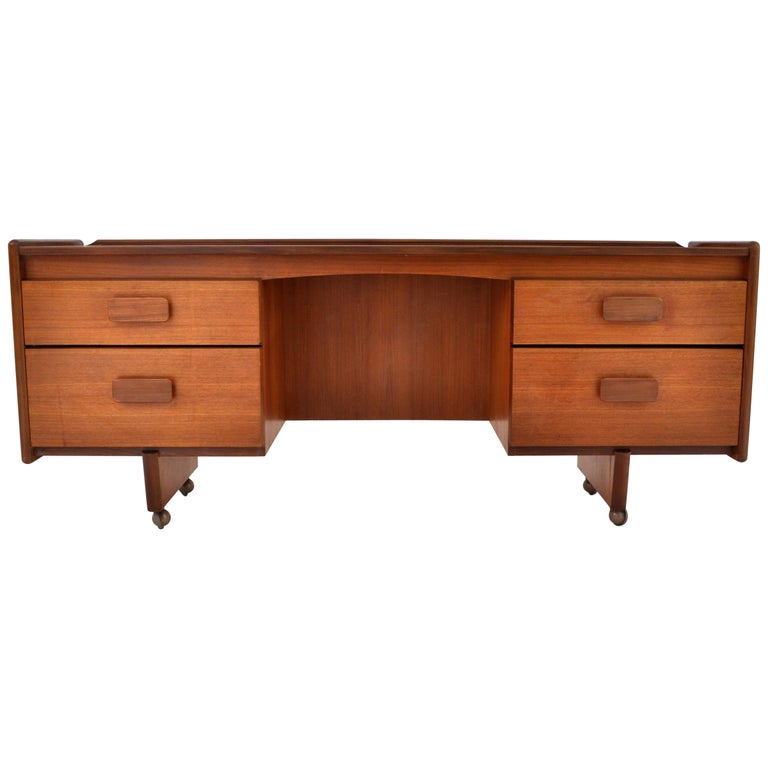 Mid Century Modern Danish Style Desk In Teak By White And Newton