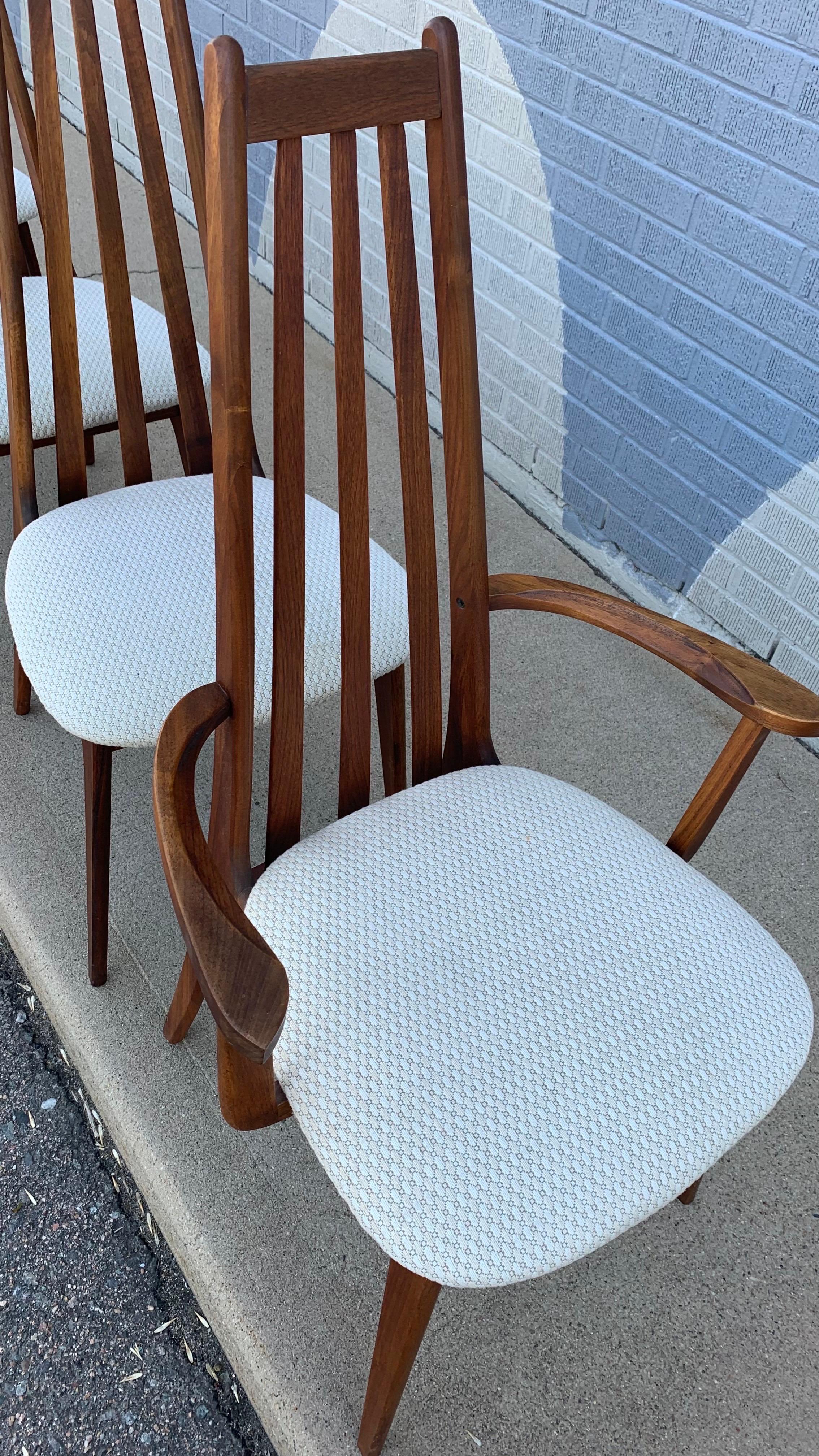 Tissu Chaises de salle à manger à dossier haut de style danois du milieu du siècle dernier en vente
