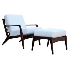 Mid-Century Modern Danish Style Kofod-Larsen for Selig Lounge Chair and Ottoman