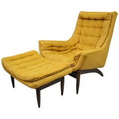 Mid-Century Modern Danish Style Kroehler Sculptural Lounge Club Chair & Ottoman
