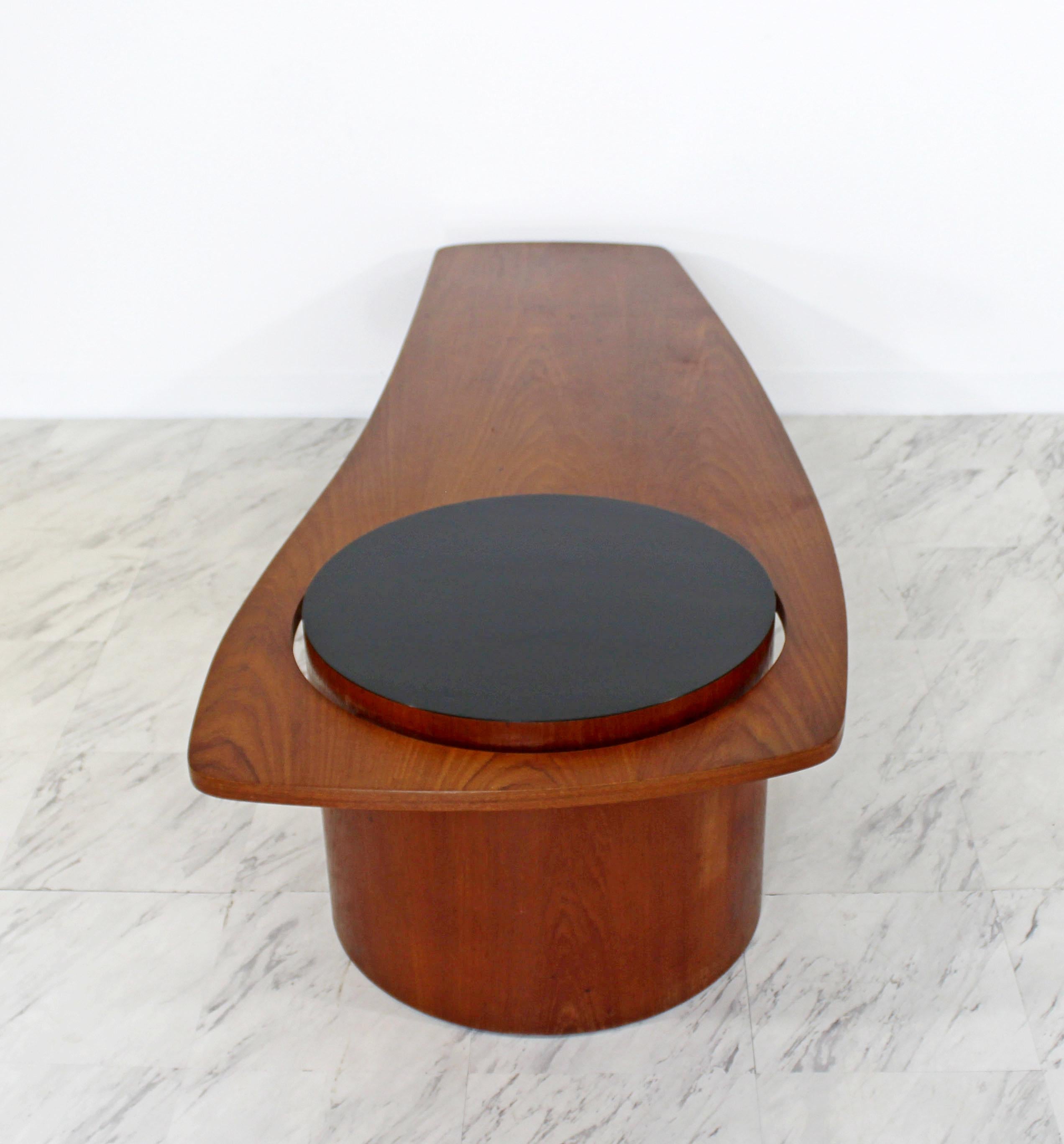 Mid-Century Modern Danish Style Long Freeform Teak Round Base Coffee Table 1960s 5
