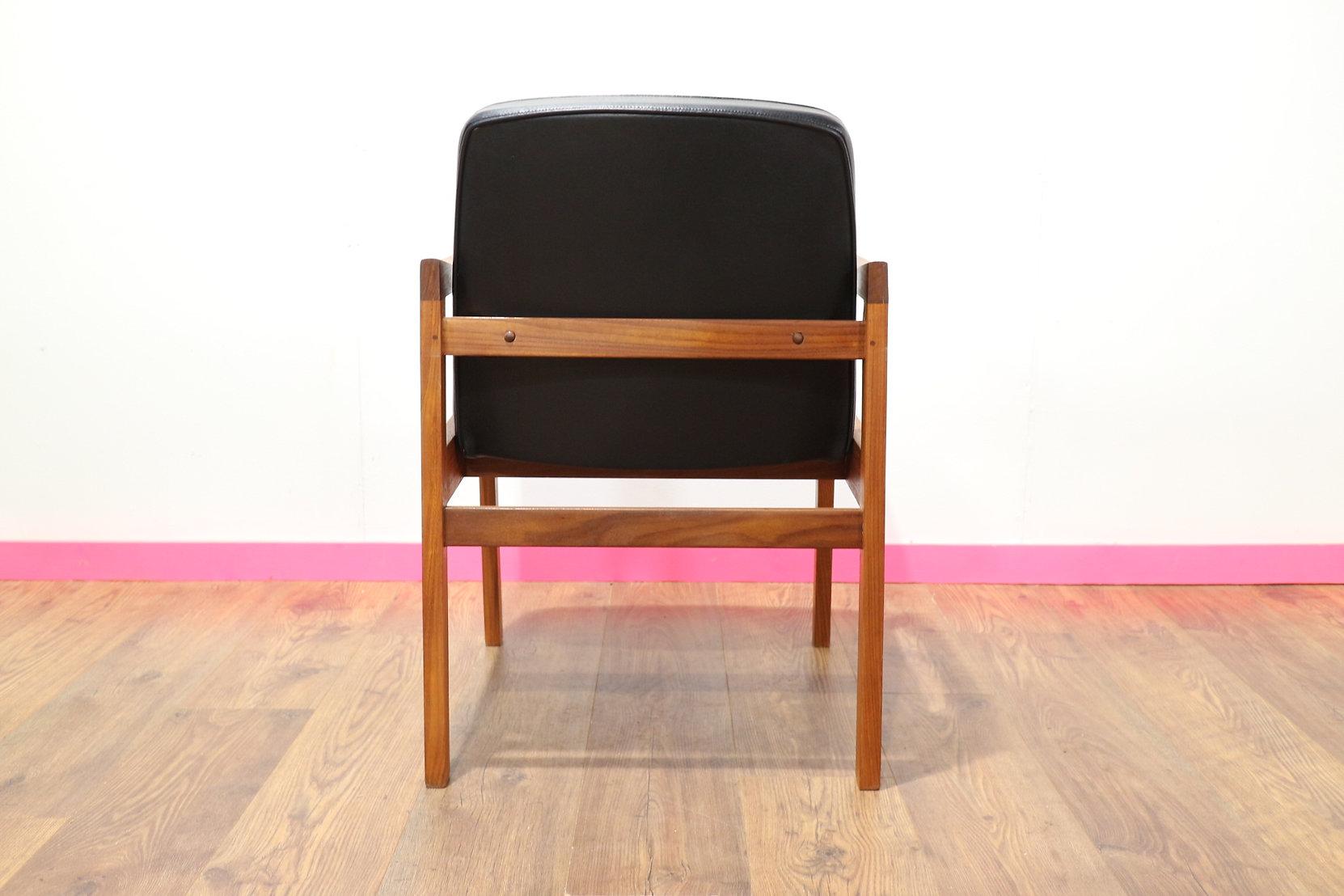 Teak Mid-Century Modern Danish Style Office Black Desk Chair