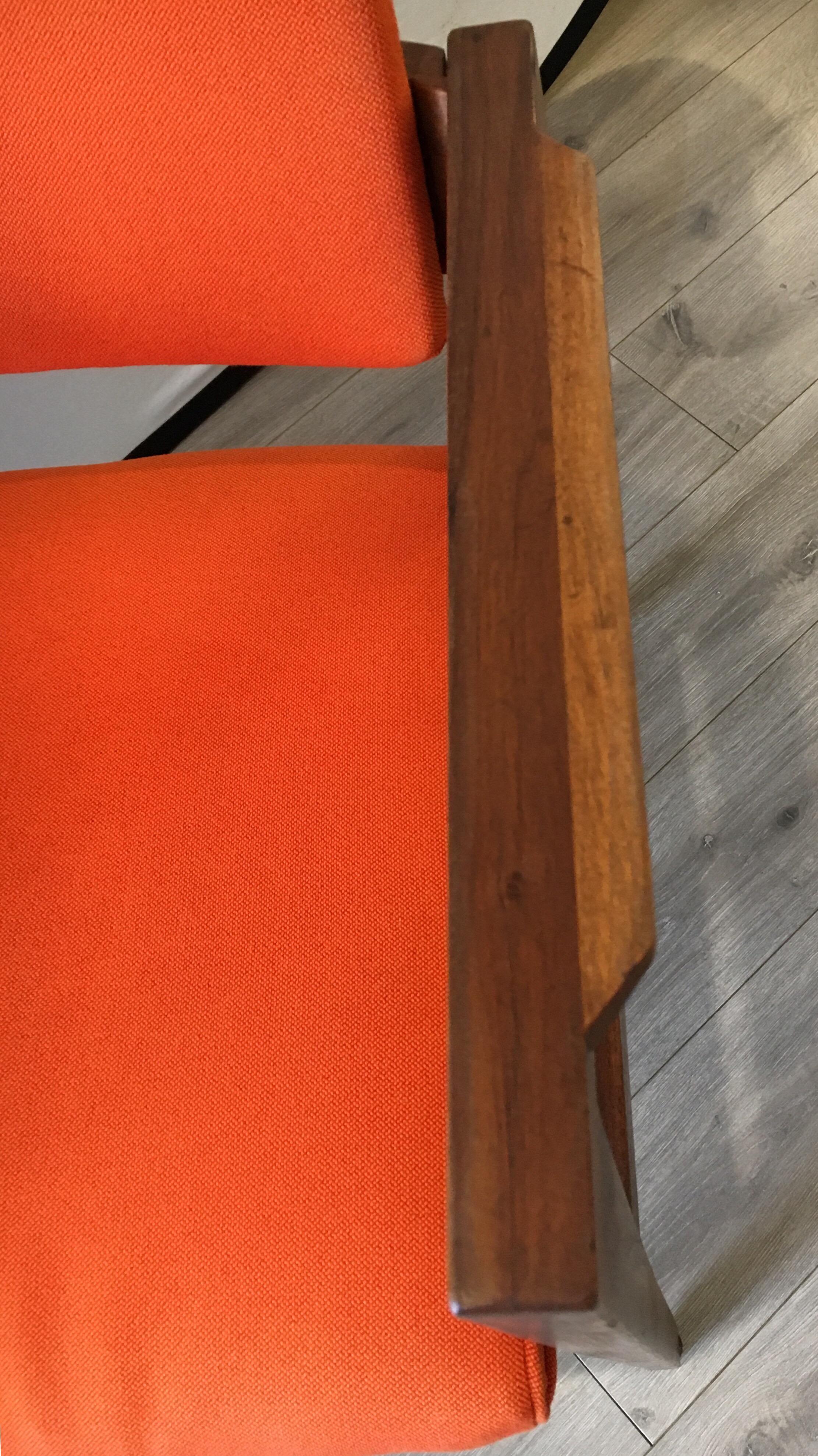Mid-Century Modern Danish Style Orange Upholstered Lounge Chair 1