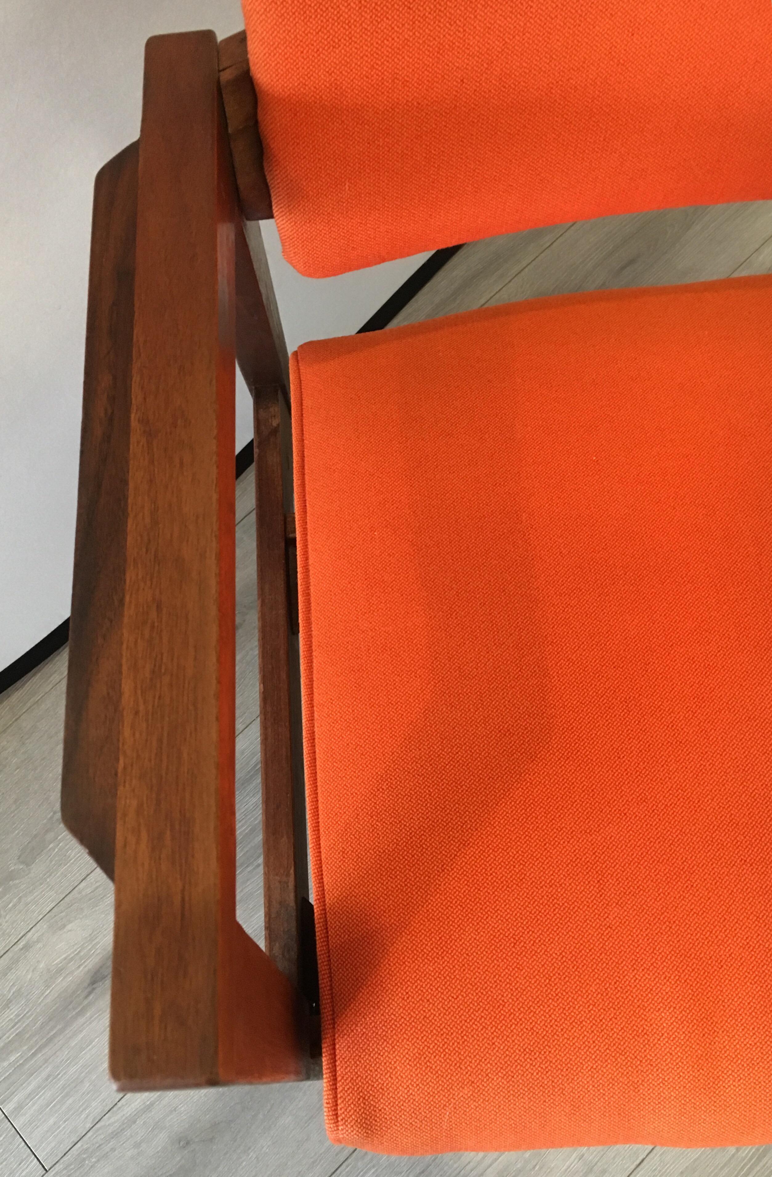 Mid-Century Modern Danish Style Orange Upholstered Lounge Chair 2