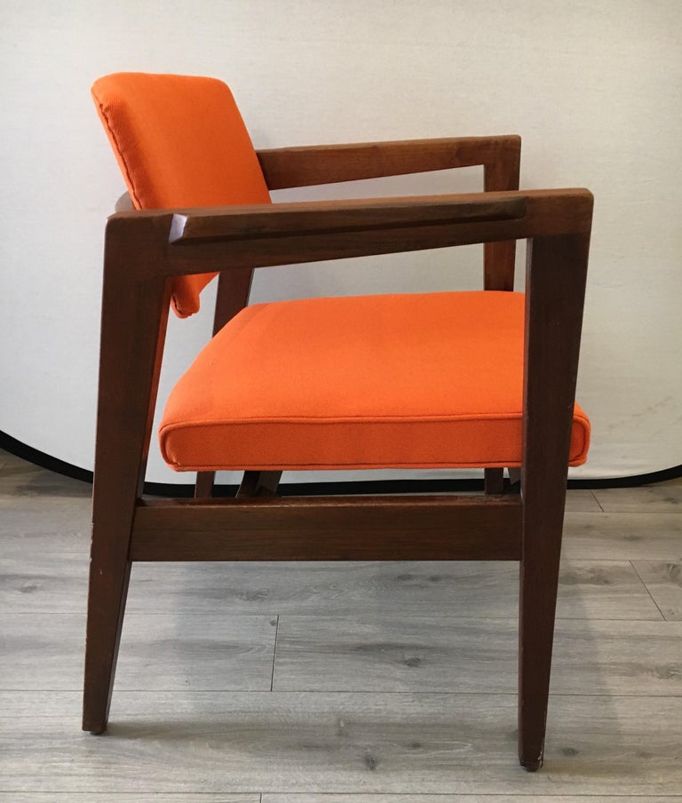 American Mid-Century Modern Danish Style Orange Upholstered Lounge Chair For Sale
