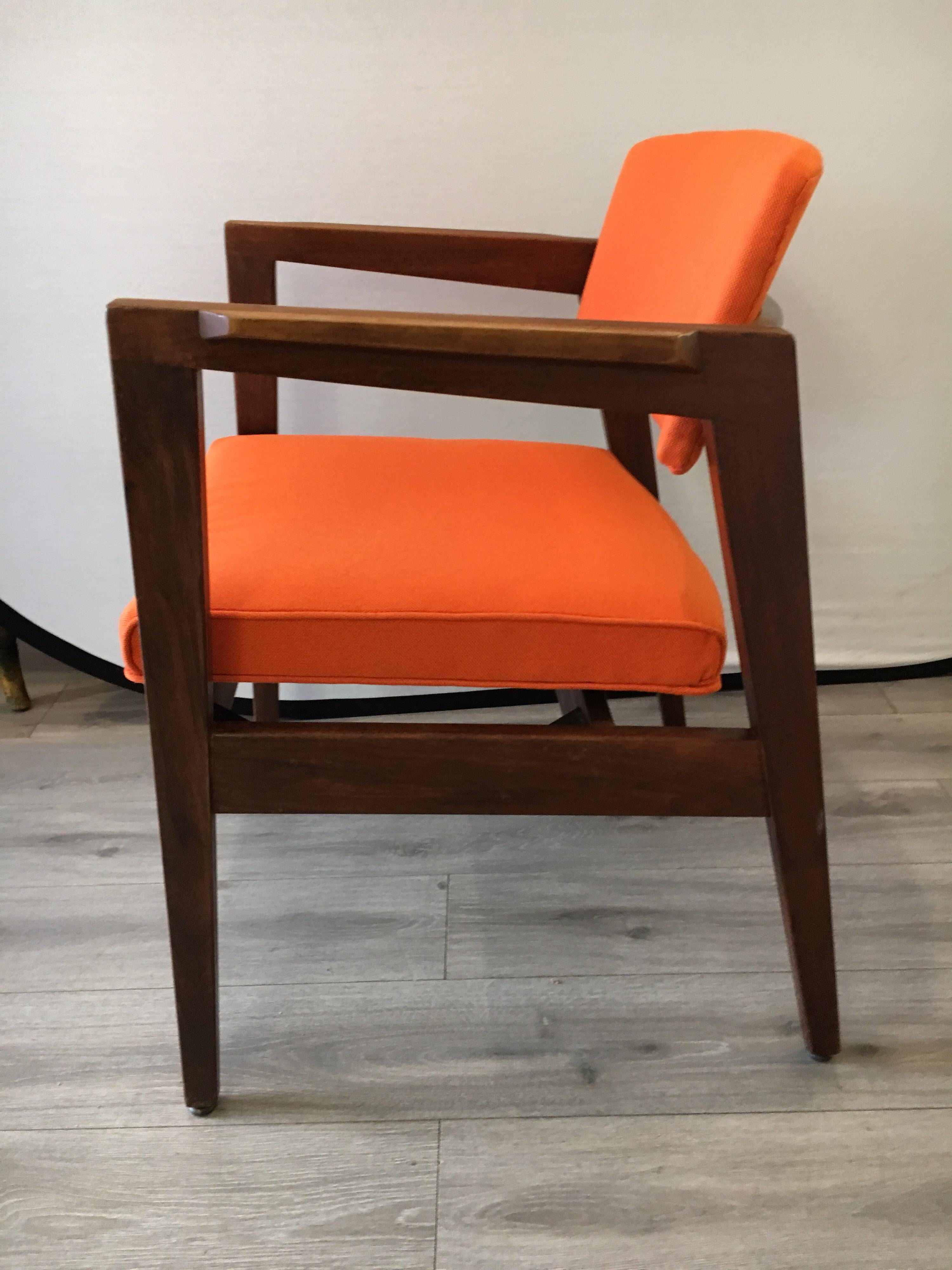 American Mid-Century Modern Danish Style Orange Upholstered Lounge Chair