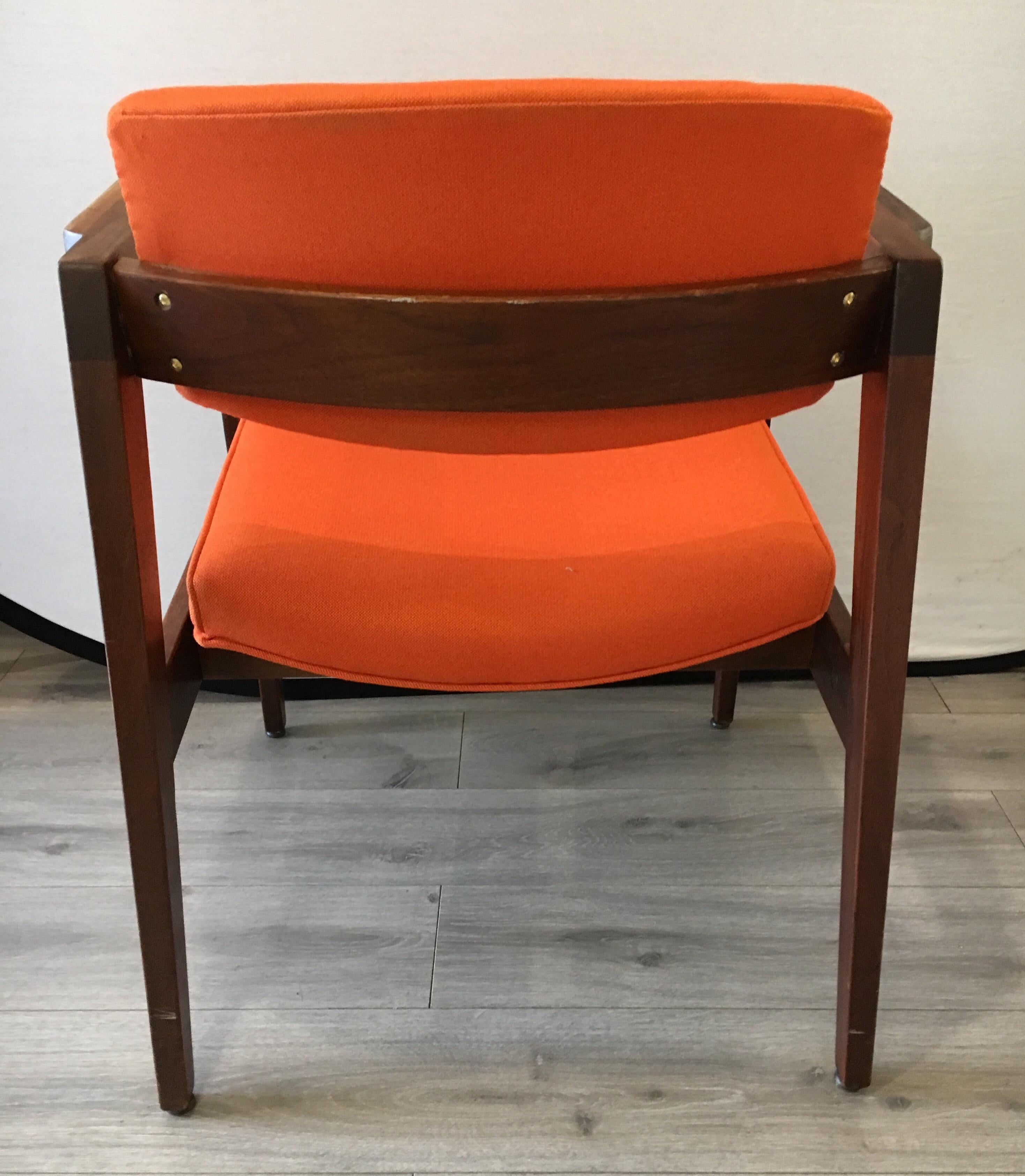 Mid-20th Century Mid-Century Modern Danish Style Orange Upholstered Lounge Chair