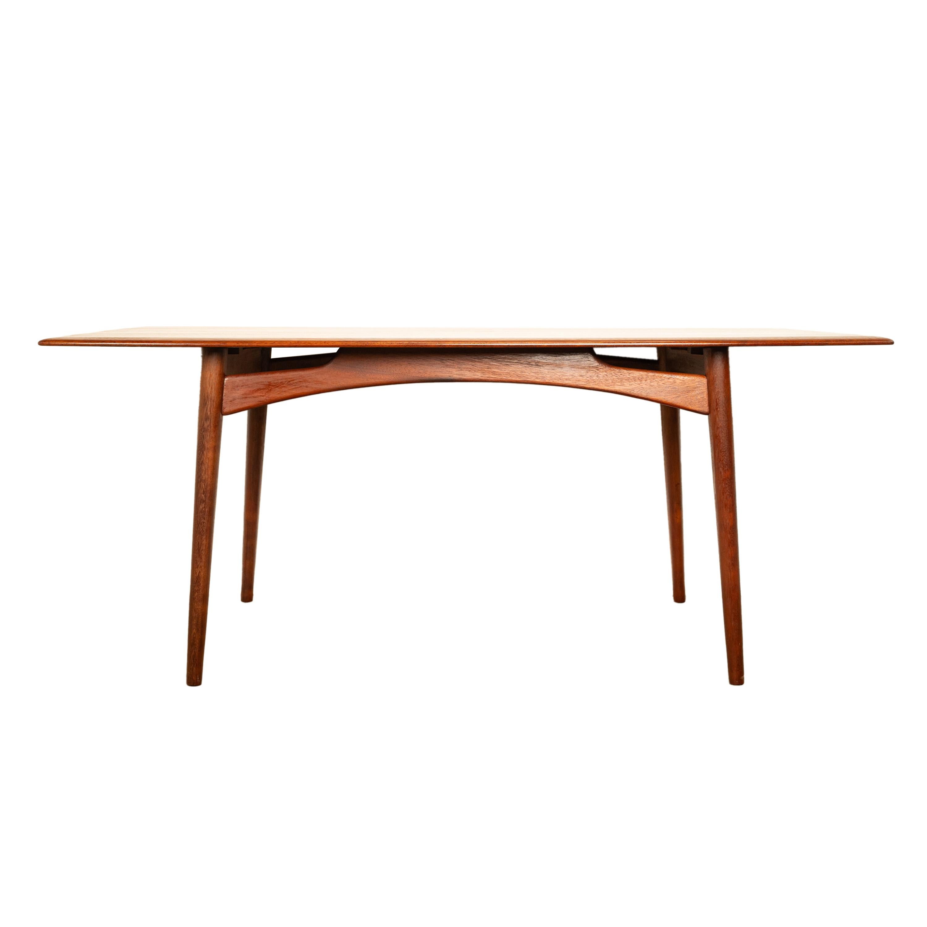 English Mid Century Modern Danish Style Solid Teak Afromosia 8 Seat Dining Table 1960