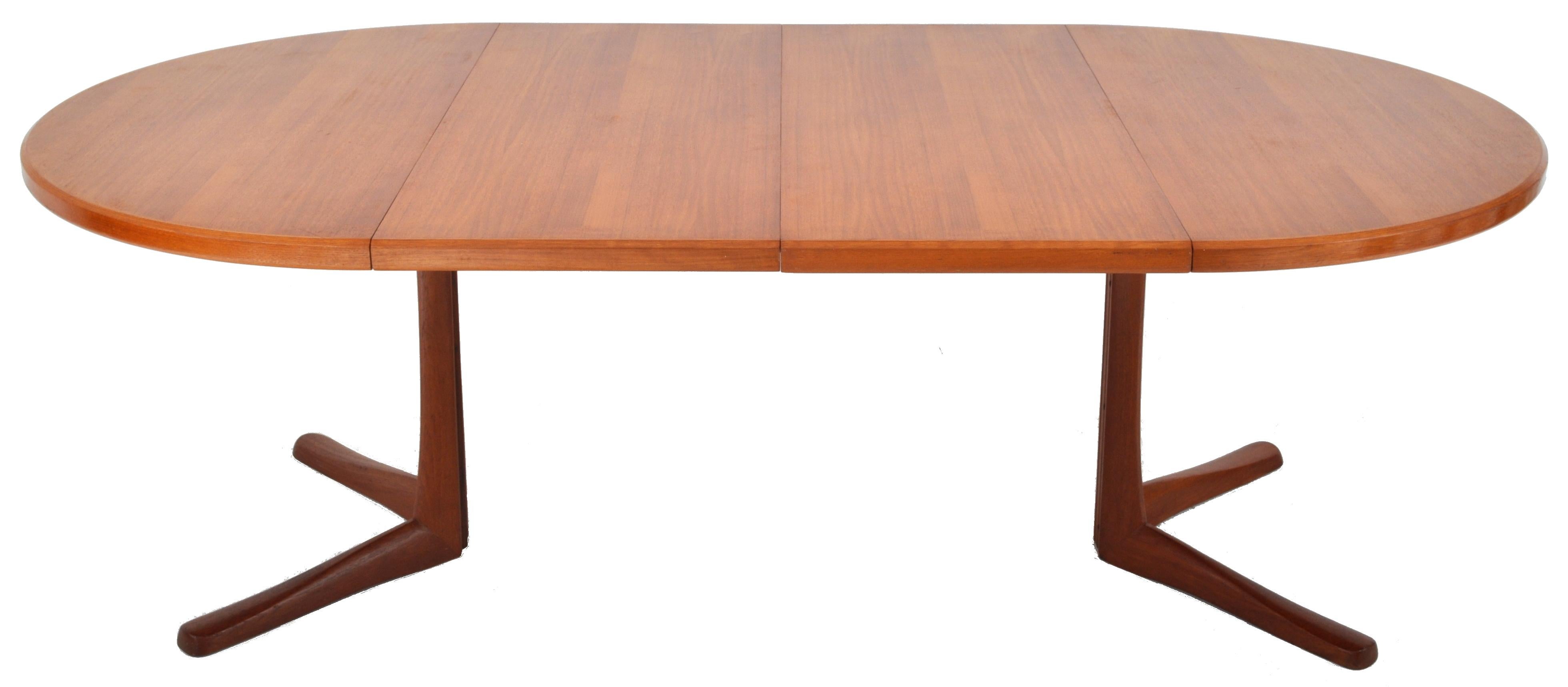 Mid-Century Modern Danish Style Teak Dining Table with Twin Leaves by McIntosh 1