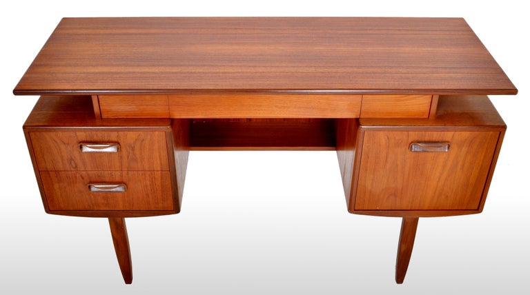 Mid Century Modern Danish Style Teak Fresco Floating Top Desk By