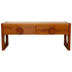 Mid-Century Modern Danish Style Teak Large Cabinet Drawers Bench Table, 1960s