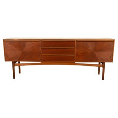 Mid Century Modern Danish Style Teak Long Credenza McIntosh Starburst Doors 1960