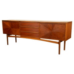 Mid Century Modern Danish Style Teak Long Credenza McIntosh Starburst Doors 1960
