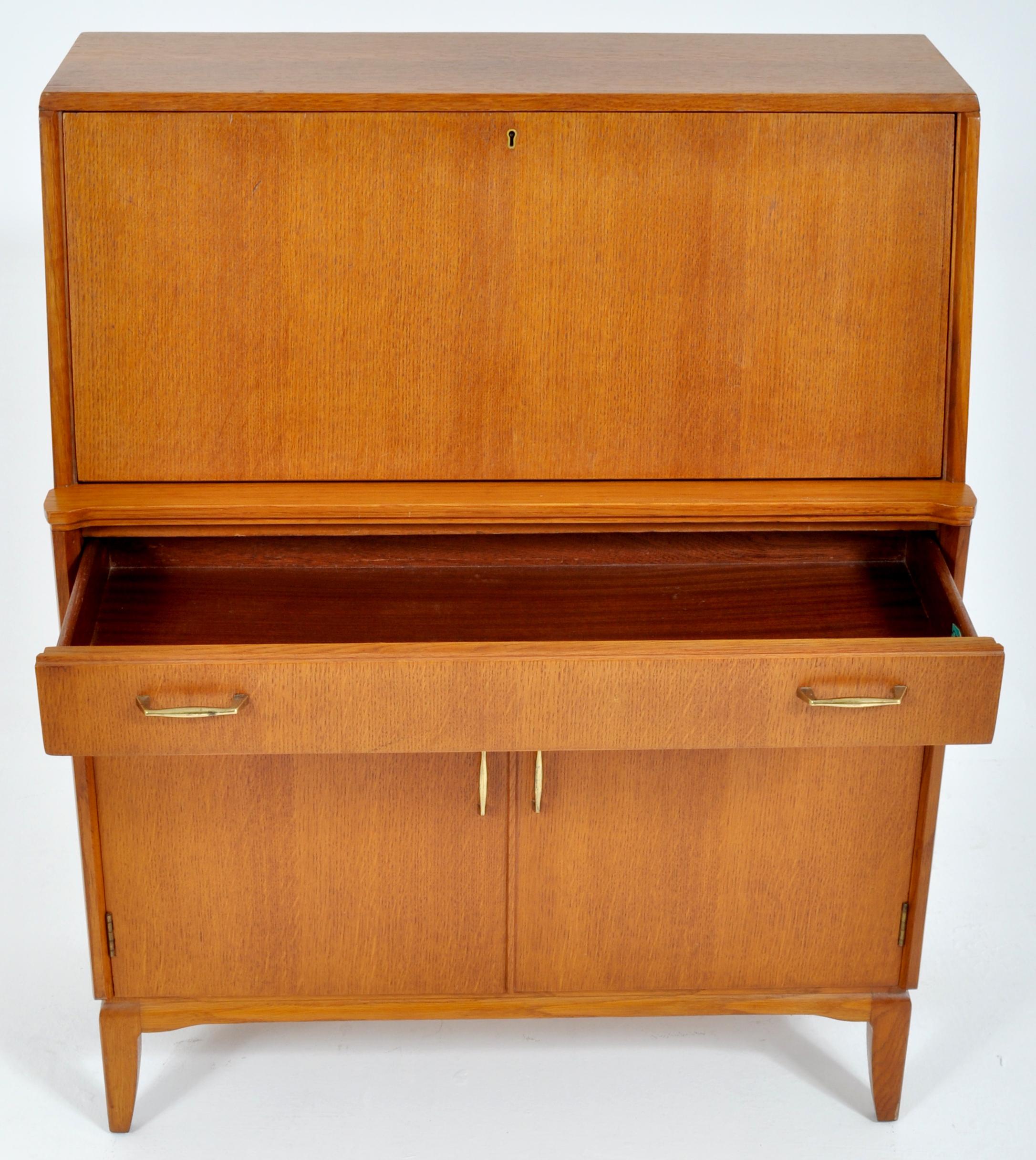 English Mid-Century Modern Danish Style Teak Secretary Desk/Cabinet by Lebus Furniture