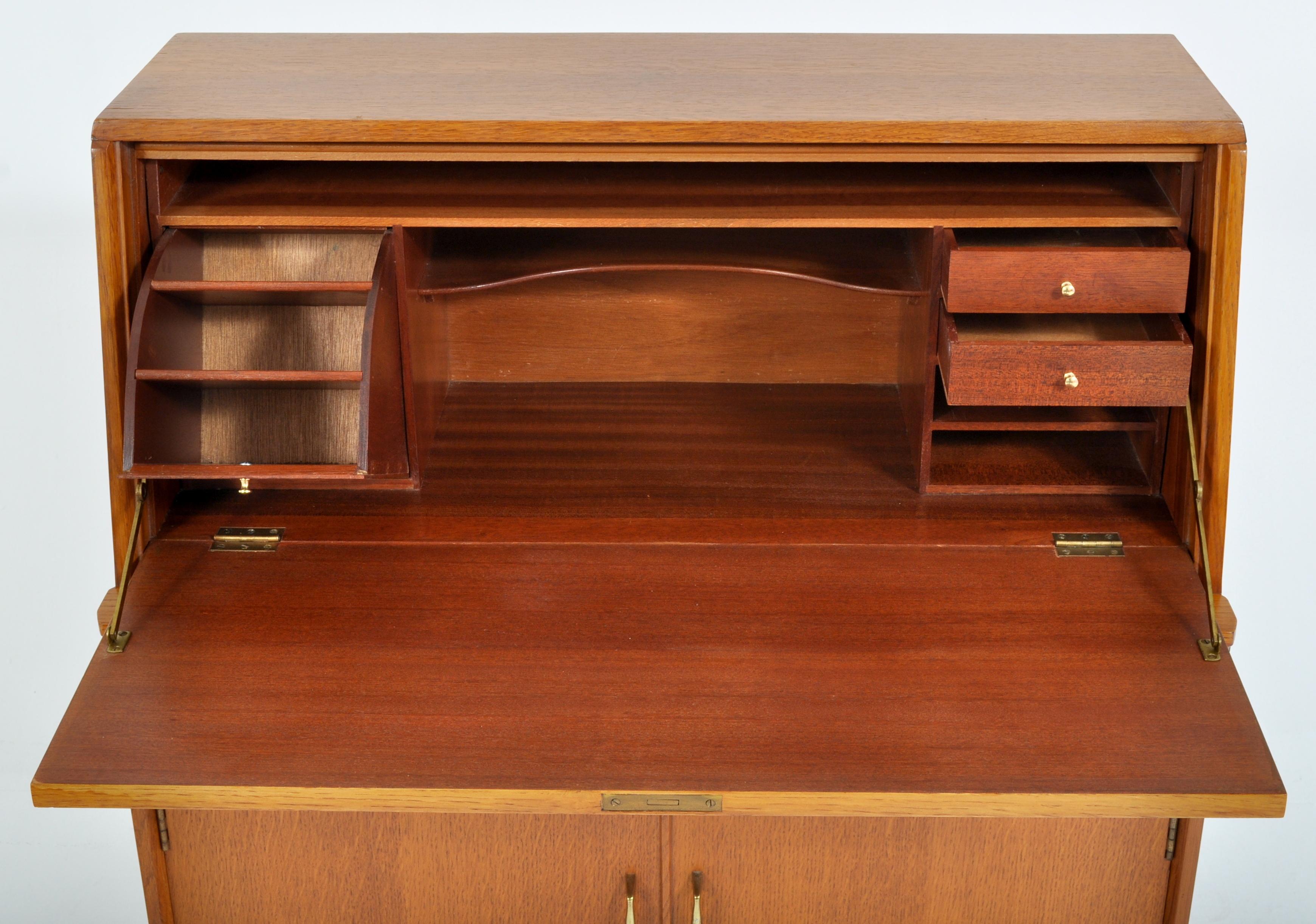 Mid-Century Modern Danish Style Teak Secretary Desk/Cabinet by Lebus Furniture In Good Condition In Portland, OR