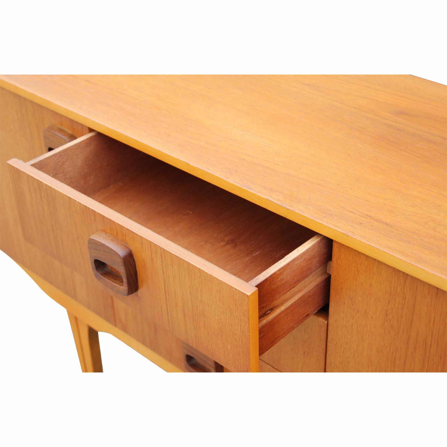 Mid-Century Modern Danish Style Teak Sideboard or Credenza with Wooden Handles 2