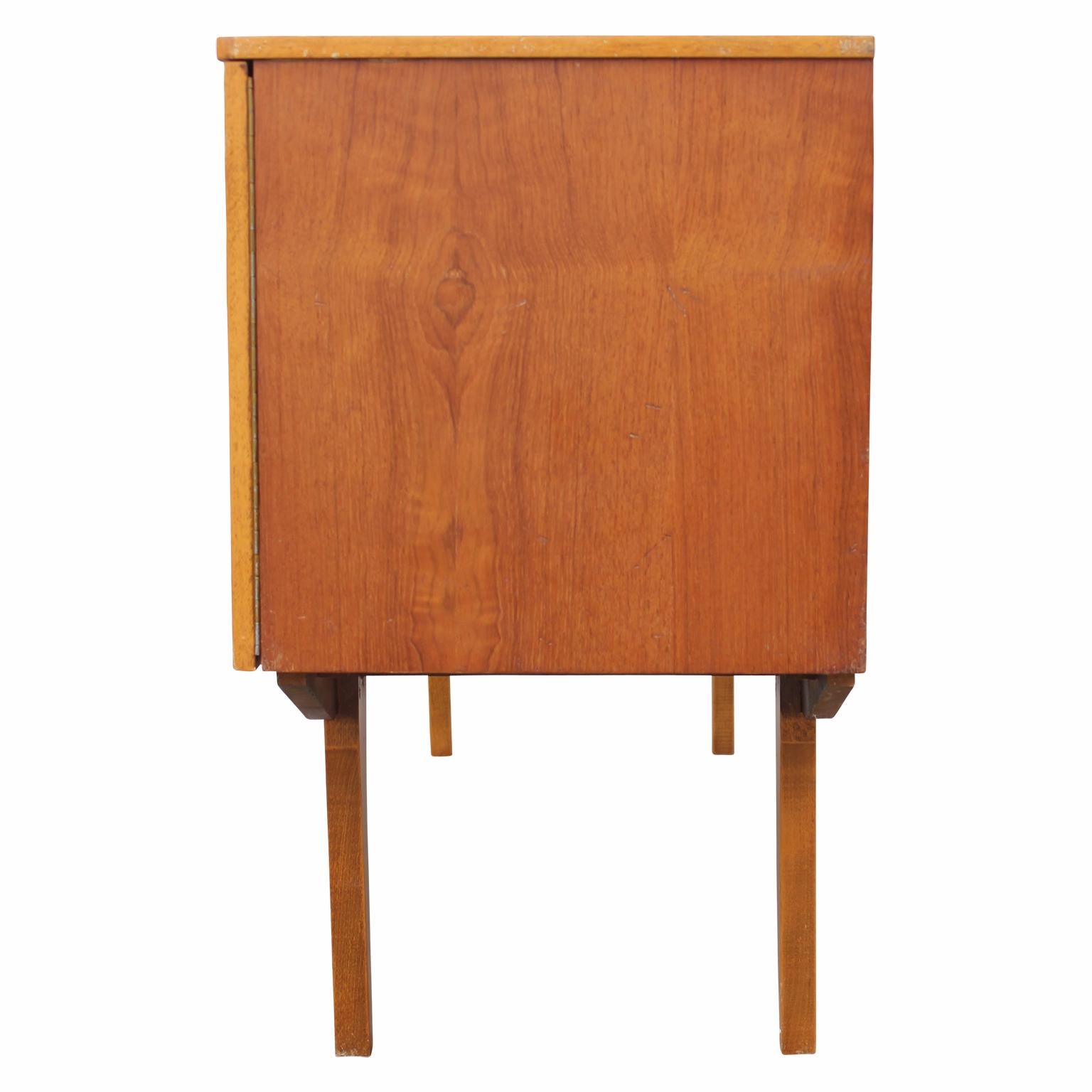 Mid-Century Modern Danish Style Teak Sideboard or Credenza with Wooden Handles 4