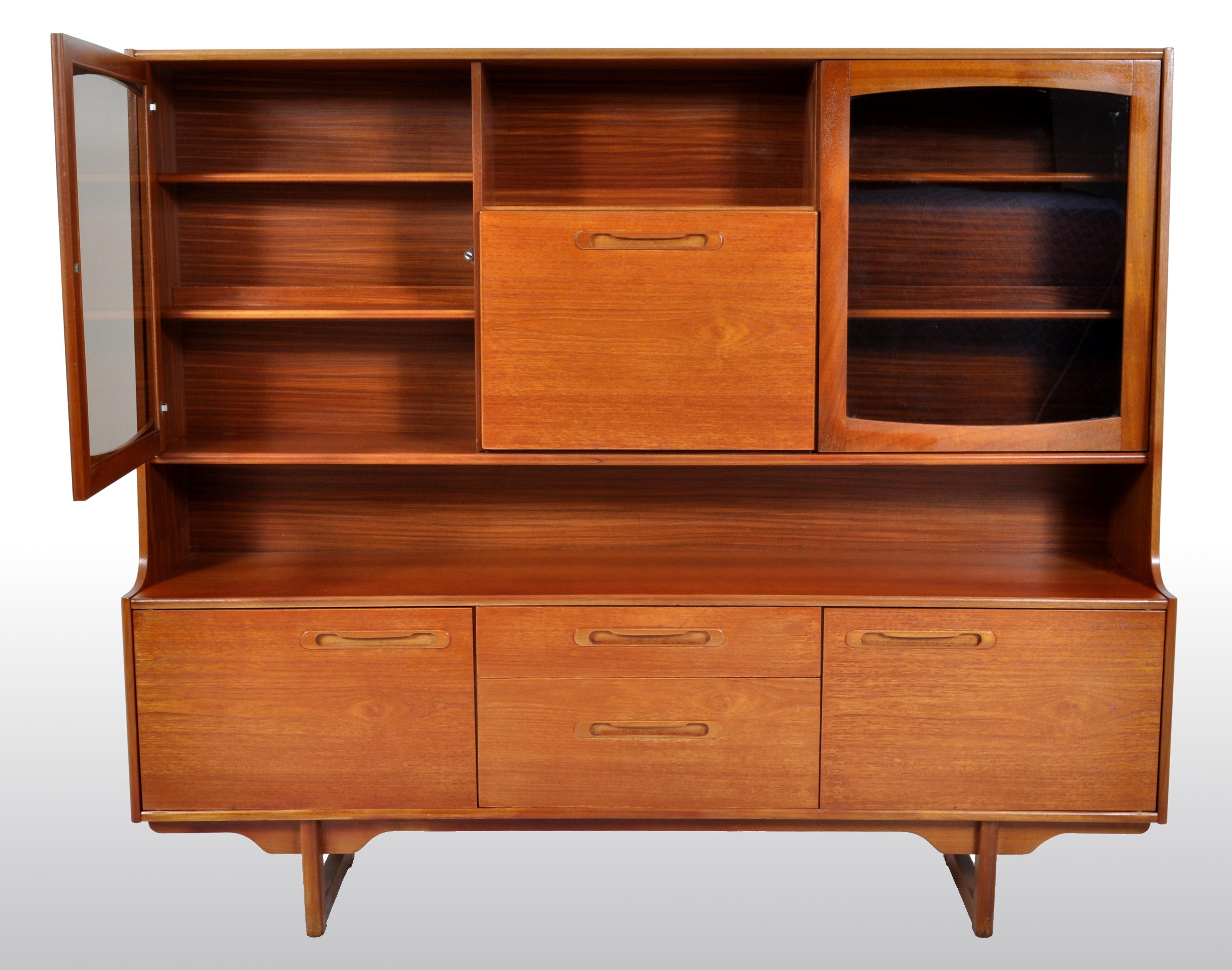 Mid-Century Modern Danish Style Twin Tier Credenza in Teak by Portwood, 1960s In Good Condition In Portland, OR
