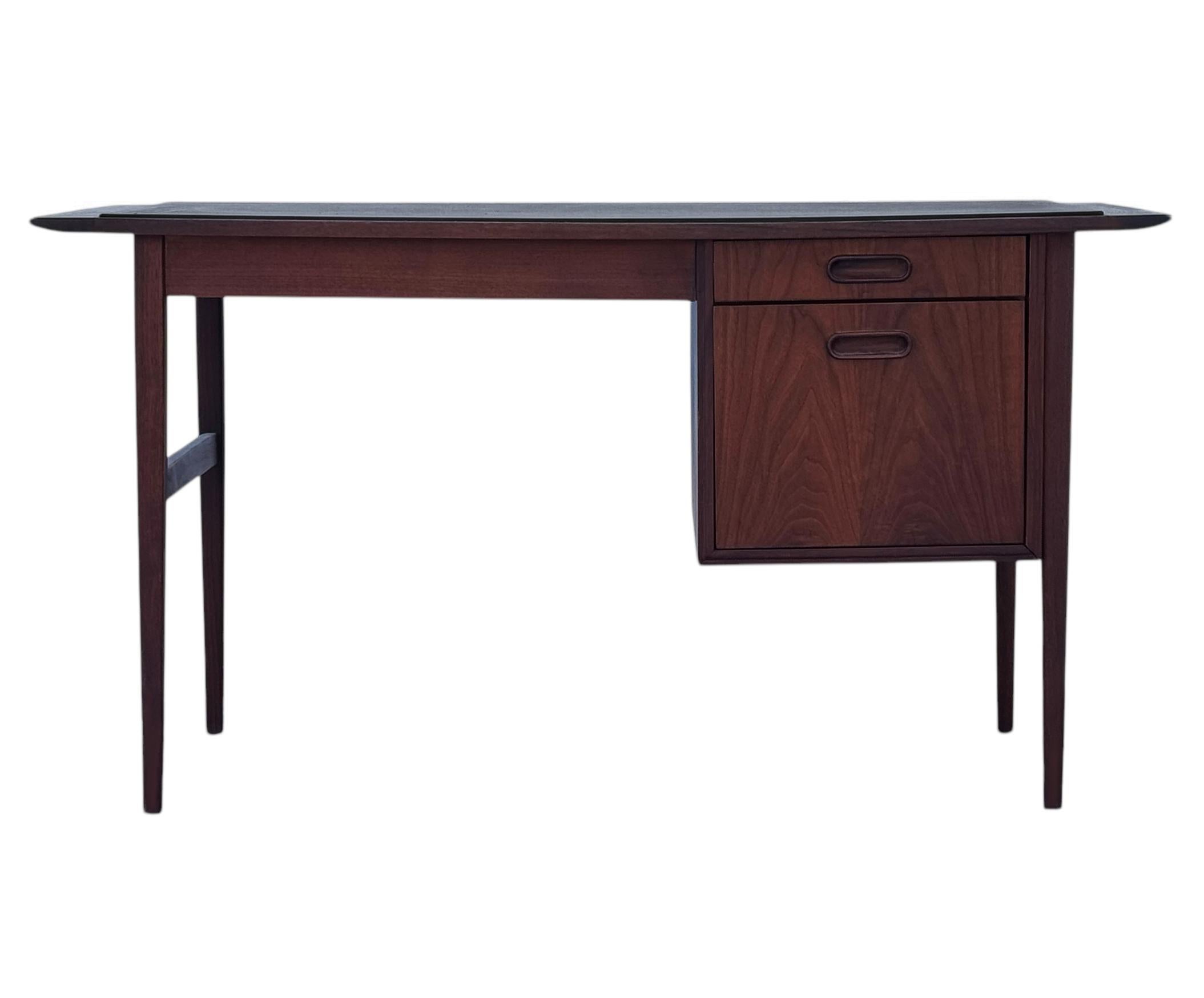 Late 20th Century Mid-Century Modern Danish Style Walnut Desk with Faux Slate Top