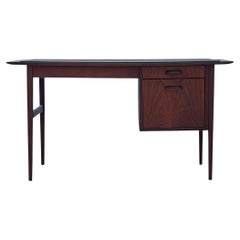 Mid-Century Modern Danish Style Walnut Desk with Faux Slate Top