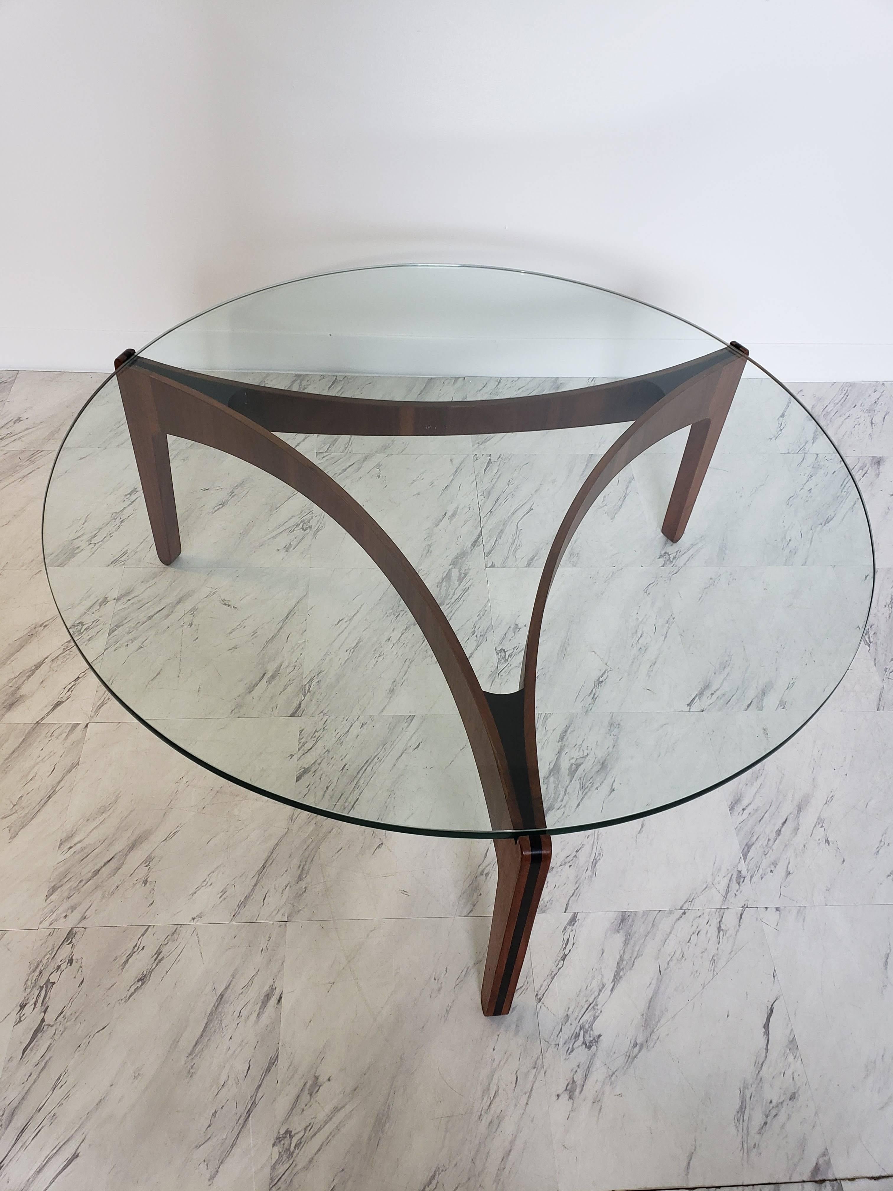 Mid-Century Modern Danish Sven Ellekaer Selig Glass and Teak Wood Table In Good Condition In Keego Harbor, MI