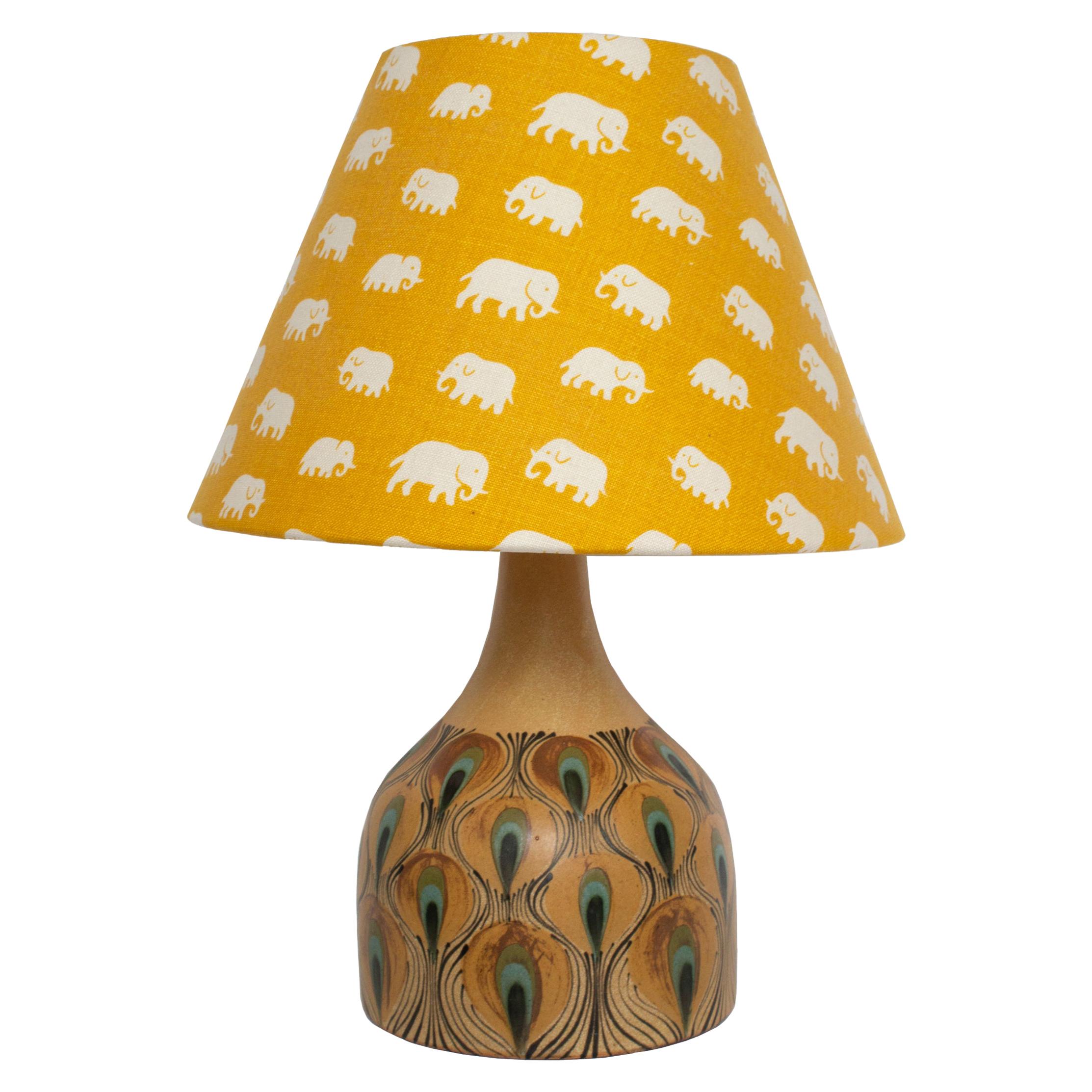Mid-Century Modern Danish Table Lamp with Peacock Pattern by Margrethe Dybdahl For Sale