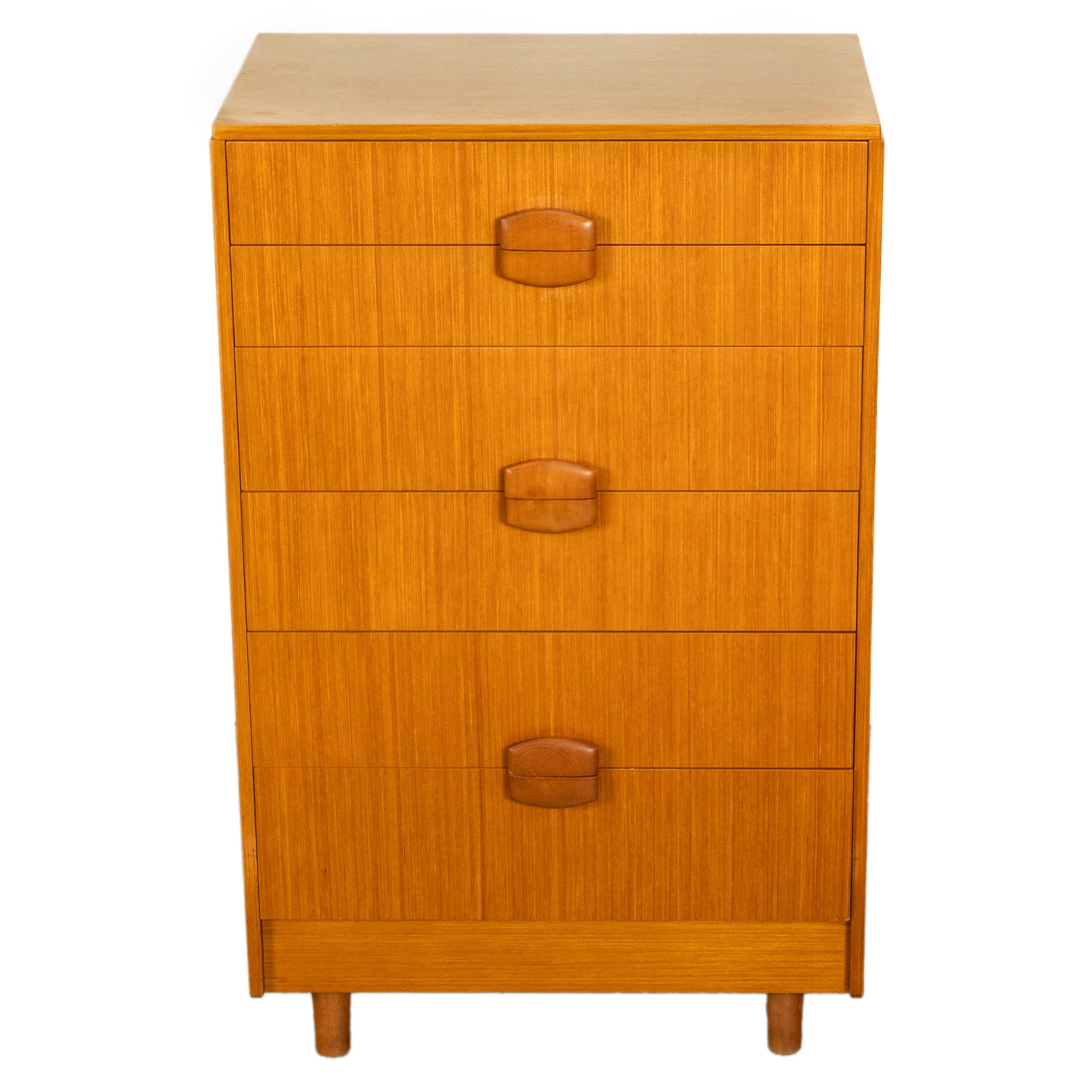 Mid-Century Modern Mid Century Modern Danish Tall Boy Teak Chest of Drawers Six Drawer Dresser 1960 For Sale