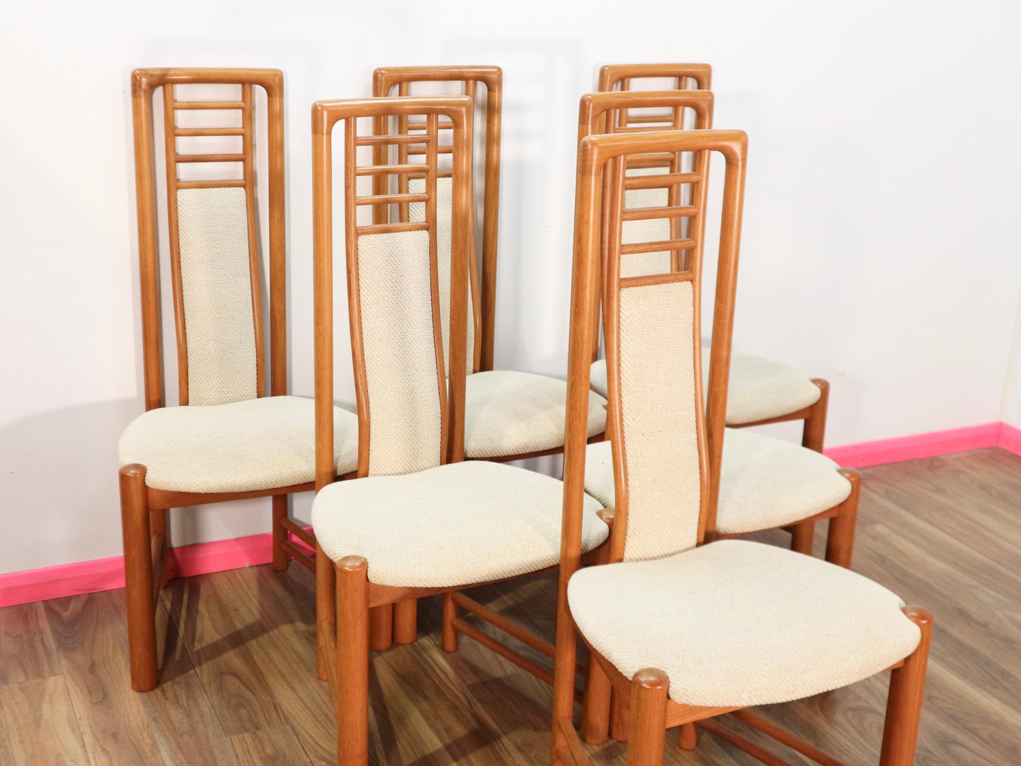 Mid-Century Modern Danish Tall Dining Chairs by Gudme Mobelfabrik Set of 6 In Good Condition In Los Angeles, CA