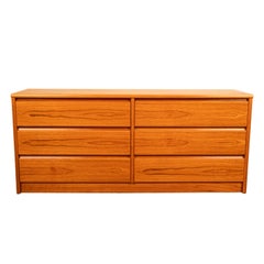 Mid Century Modern Danish Teak 6 Drawer Double Dresser Credenza Sannemanns 1970