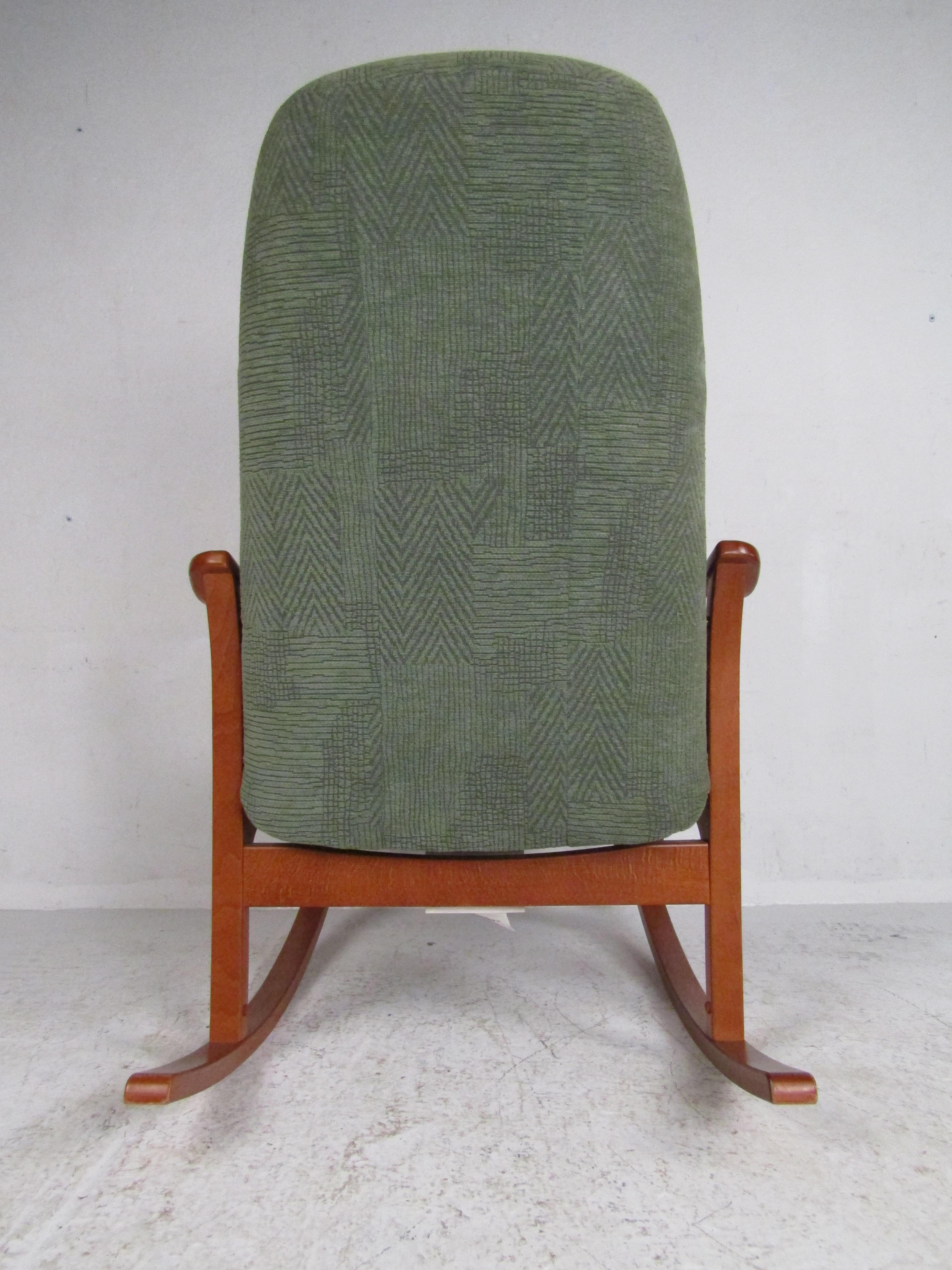 Upholstery Mid-Century Modern Danish Teak Adjustable Rocking Chair