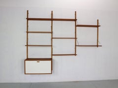 Mid-Century Modern Danish Teak and Brass Modular Wall Shelving Unit, 1960s