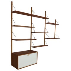 Mid-Century Modern Danish Teak and Brass Modular Wall Shelving Unit, 1960s
