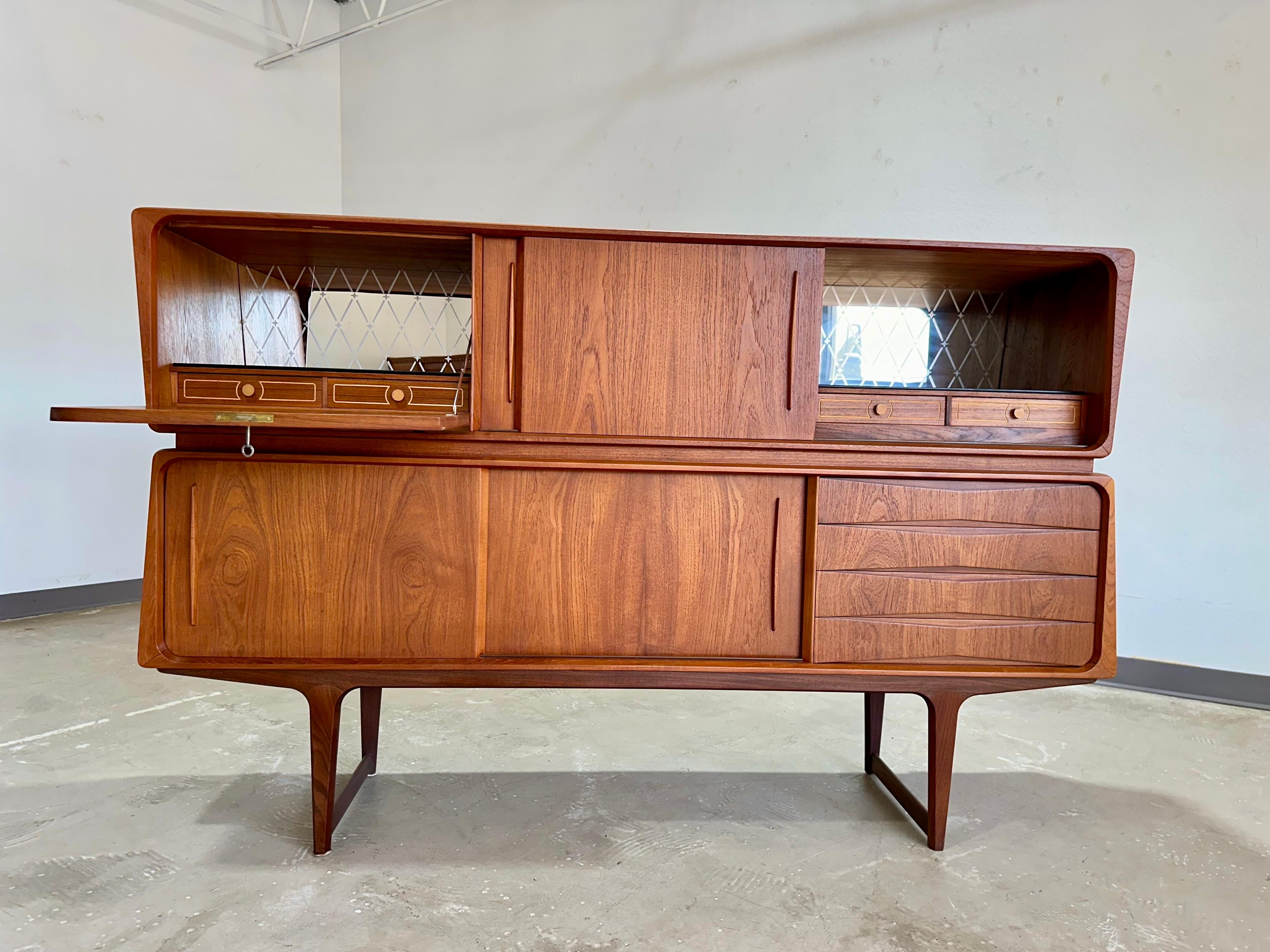 Mid-Century Modern Mid Century Modern Danish Teak Atomic Sideboard Bar Cabinet c.1950’s, Refinished