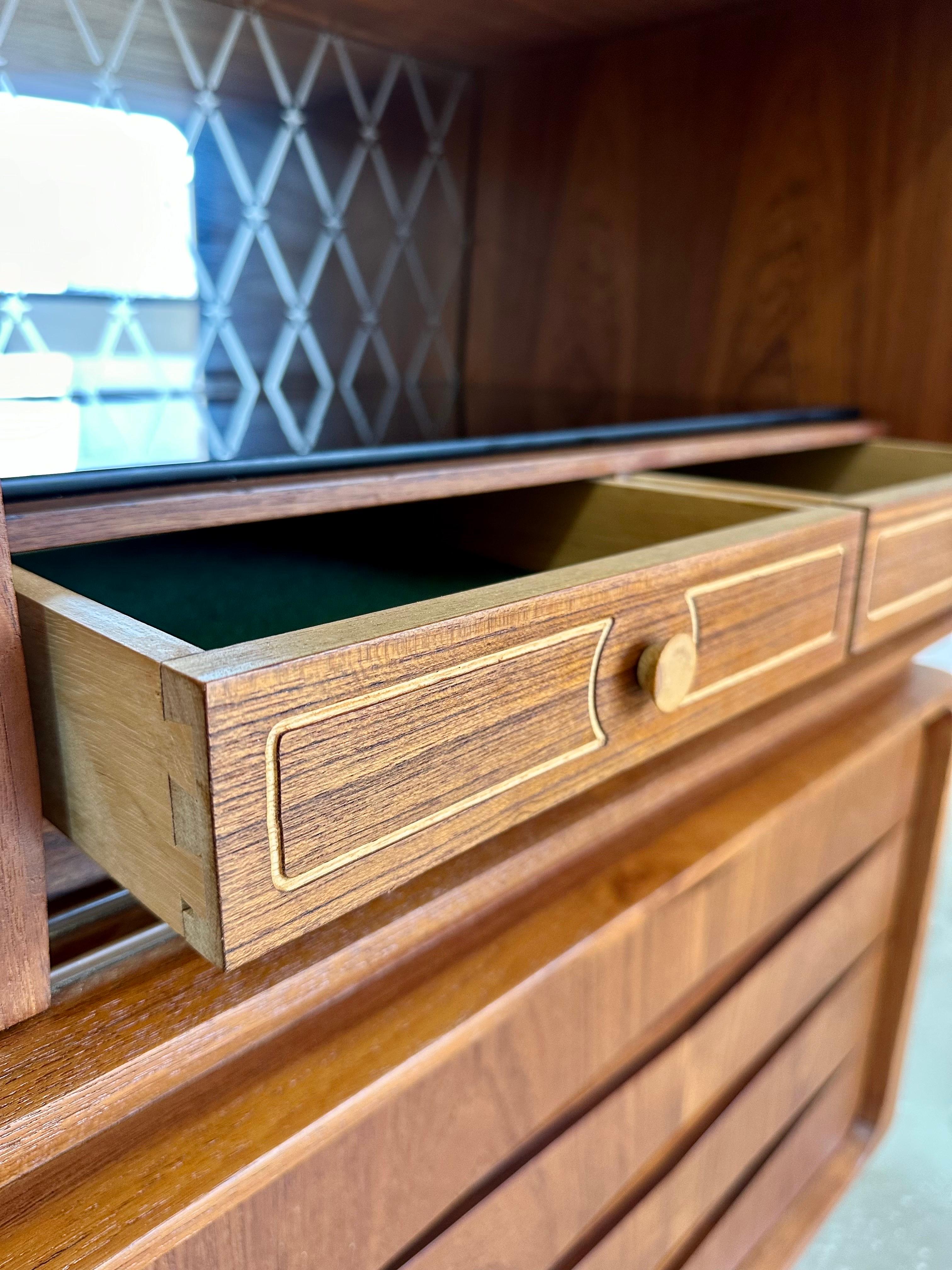 Mid Century Modern Danish Teak Atomic Sideboard Bar Cabinet c.1950’s, Refinished 1