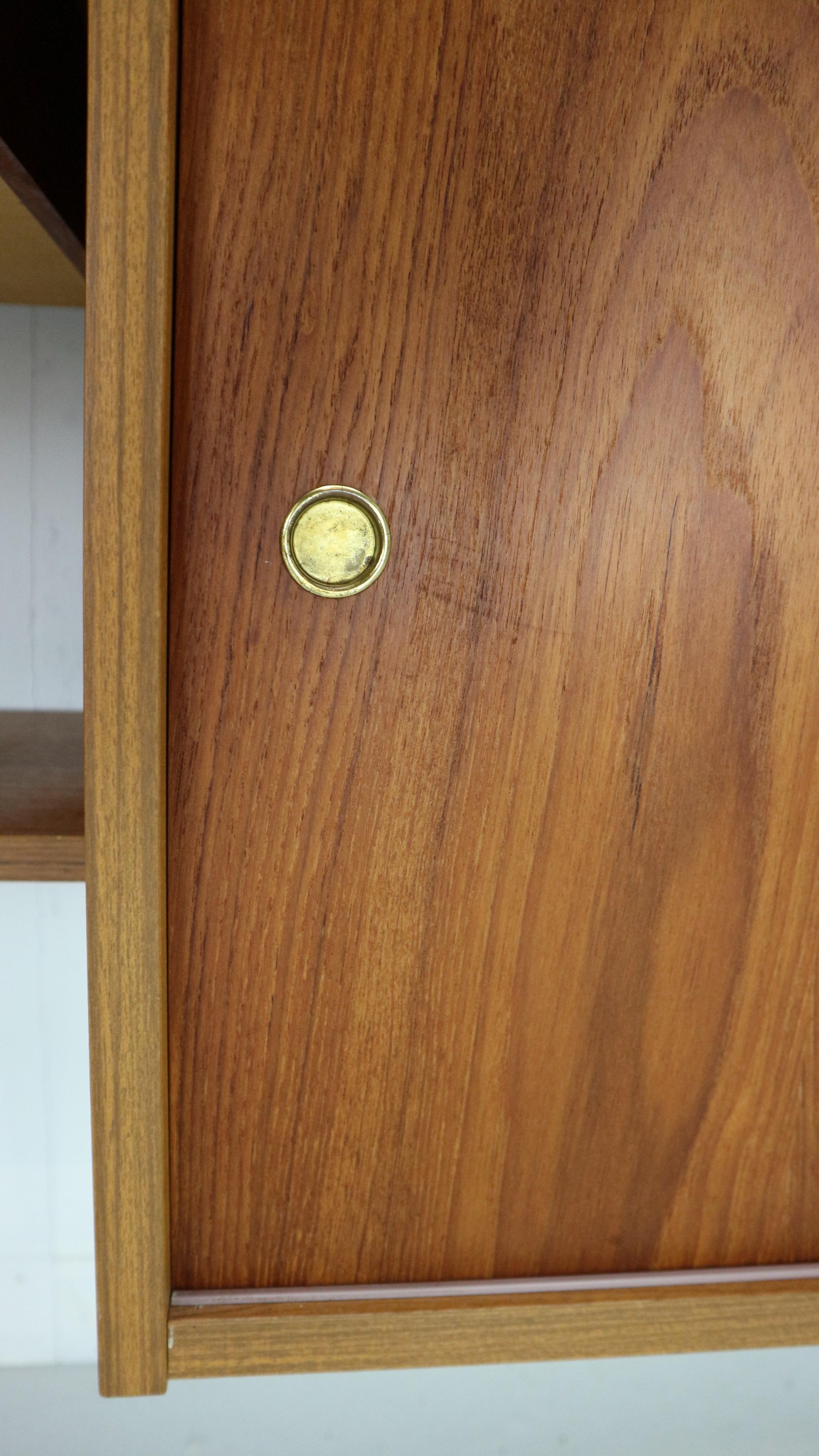 Mid-Century Modern Danish Teak and Brass Modular Wall Shelving Unit, 1960s 7